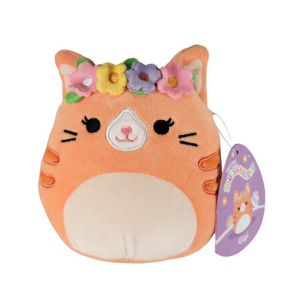 Squishmallows Gigi Cat Plush 5" Orange Flower Crown  Kellytoy Jazwares Stuffie - Picture 1 of 14